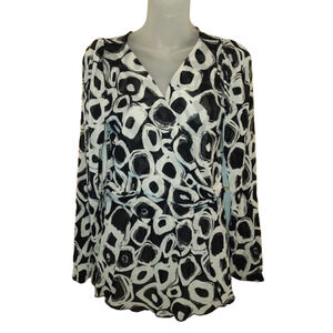 Karen Kane Women’s Black White Abstract Print Long Sleeve Top Size XL BG28